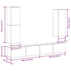 Set Mobile TV 4 pz Montato a Parete Legno Antico in Truciolato