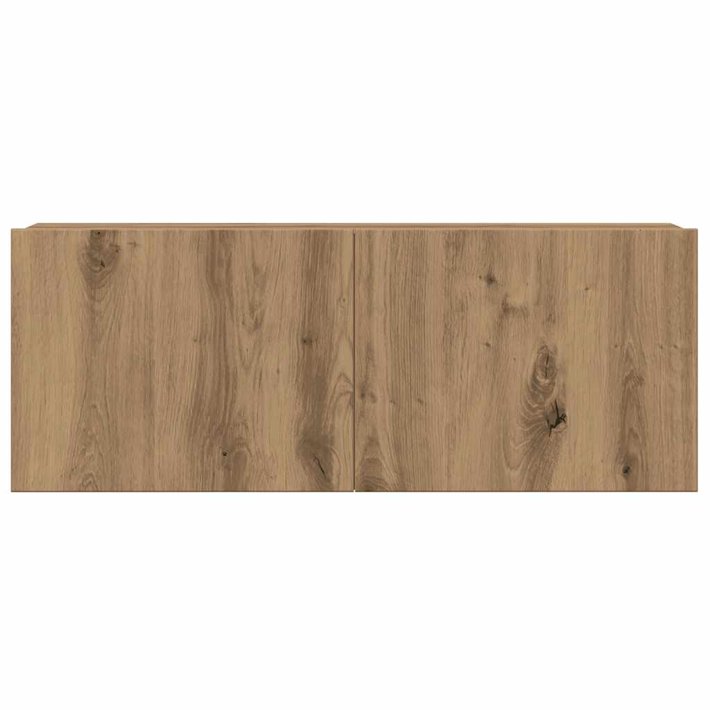 Set Mobile TV 4 pz Montato a Parete Rovere in Legno Multistrato