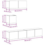 Set Mobile TV 4 pz Montato a Parete Rovere in Legno Multistrato