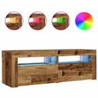 Comodini 2 pz con Luci LED Legno Antico 60x35x40 cm