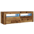 Comodini 2 pz con Luci LED Legno Antico 60x35x40 cm