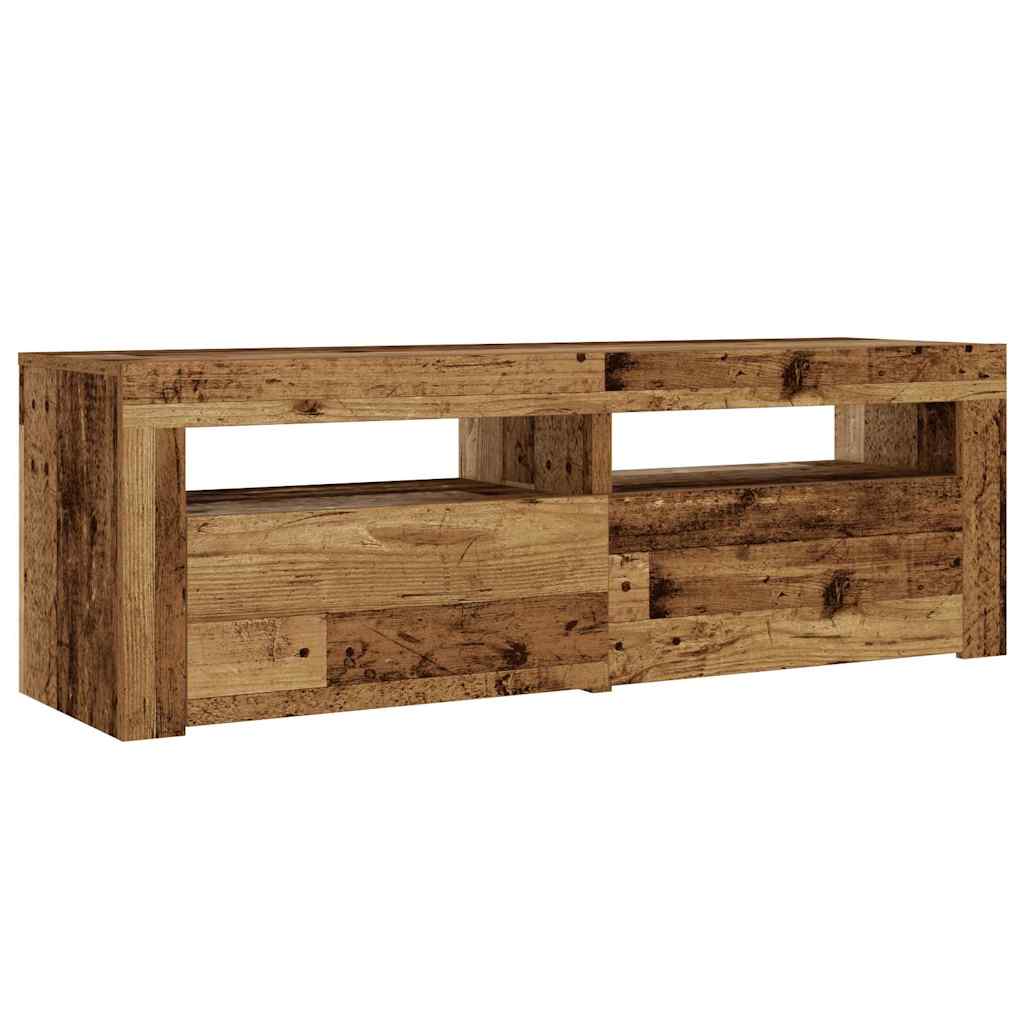 Comodini 2 pz con Luci LED Legno Antico 60x35x40 cm