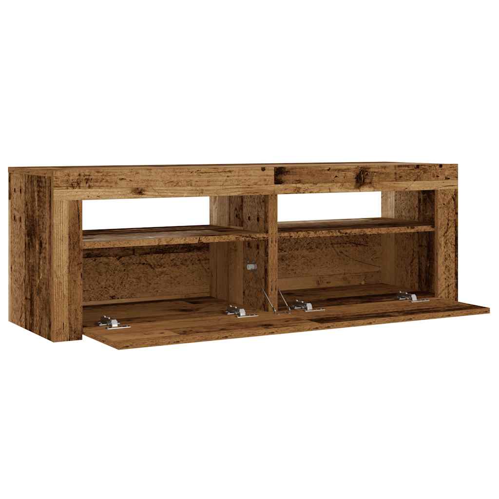 Comodini 2 pz con Luci LED Legno Antico 60x35x40 cm