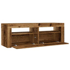 Comodini 2 pz con Luci LED Legno Antico 60x35x40 cm