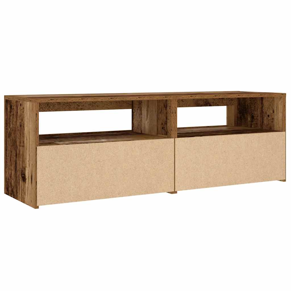 Comodini 2 pz con Luci LED Legno Antico 60x35x40 cm