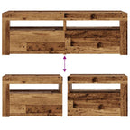Comodini 2 pz con Luci LED Legno Antico 60x35x40 cm