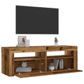 Comodini 2 pz con Luci LED Legno Antico 60x35x40 cm
