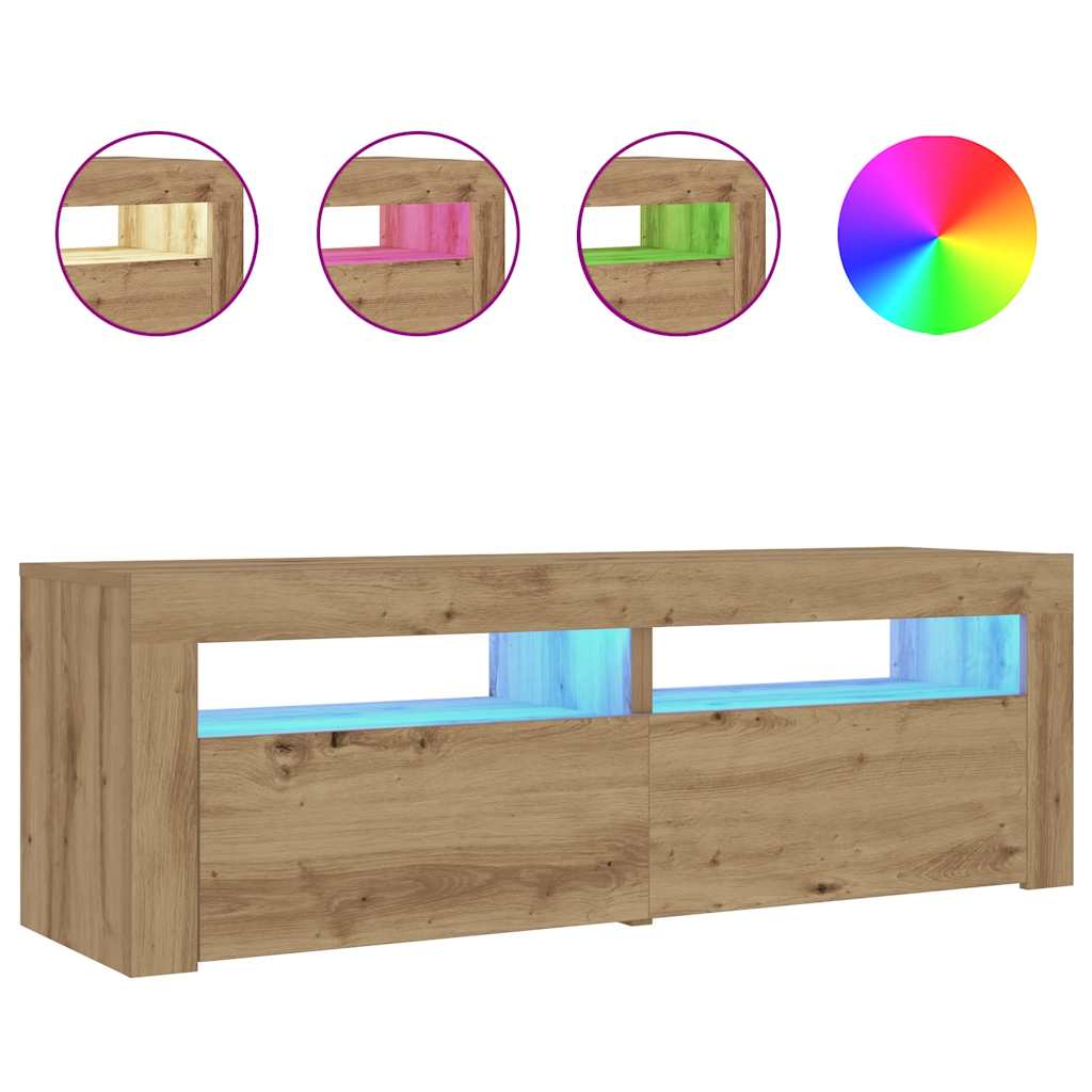Comodini 2 pz con Luci LED Rovere Artigianale 60x35x40 cm