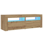 Comodini 2 pz con Luci LED Rovere Artigianale 60x35x40 cm
