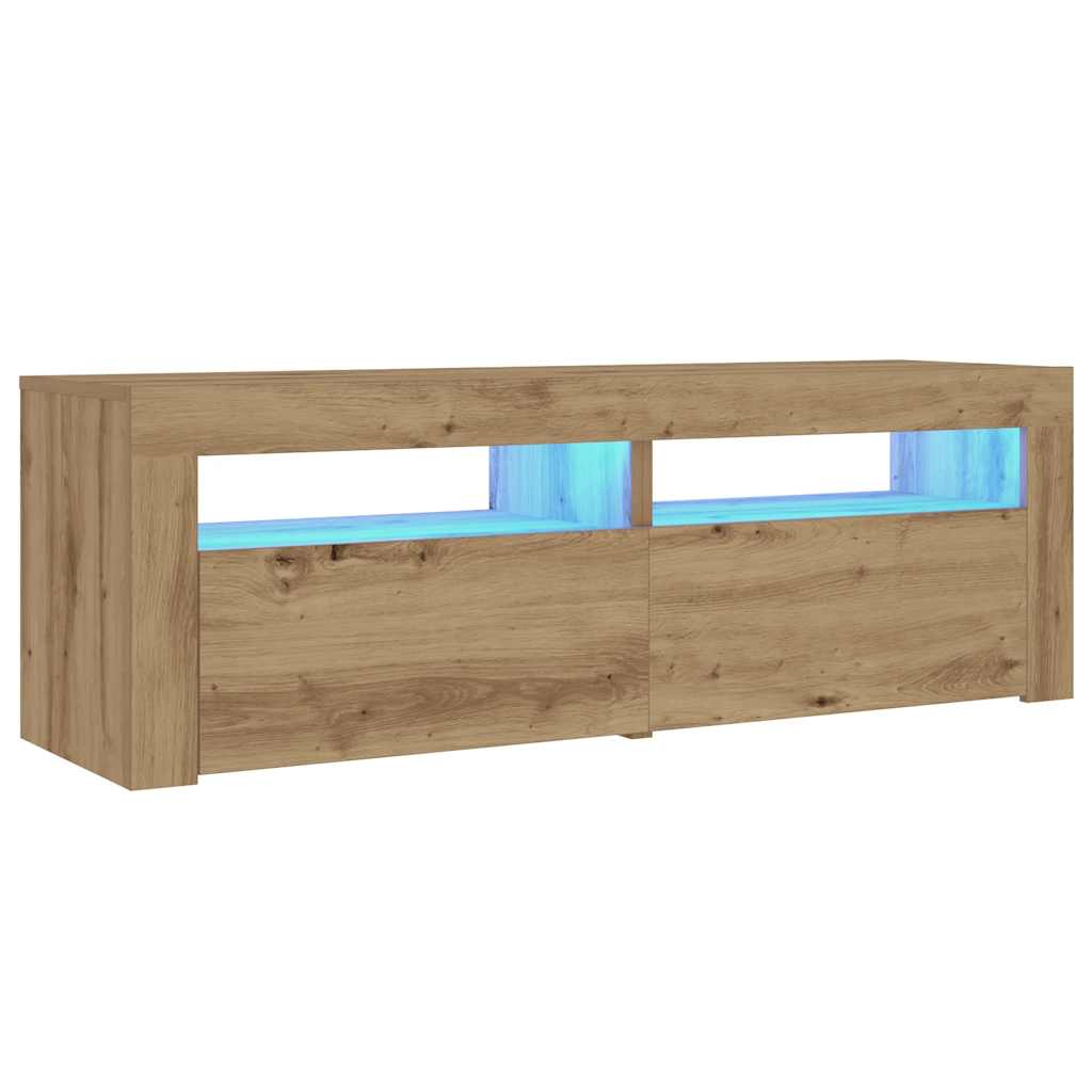Comodini 2 pz con Luci LED Rovere Artigianale 60x35x40 cm