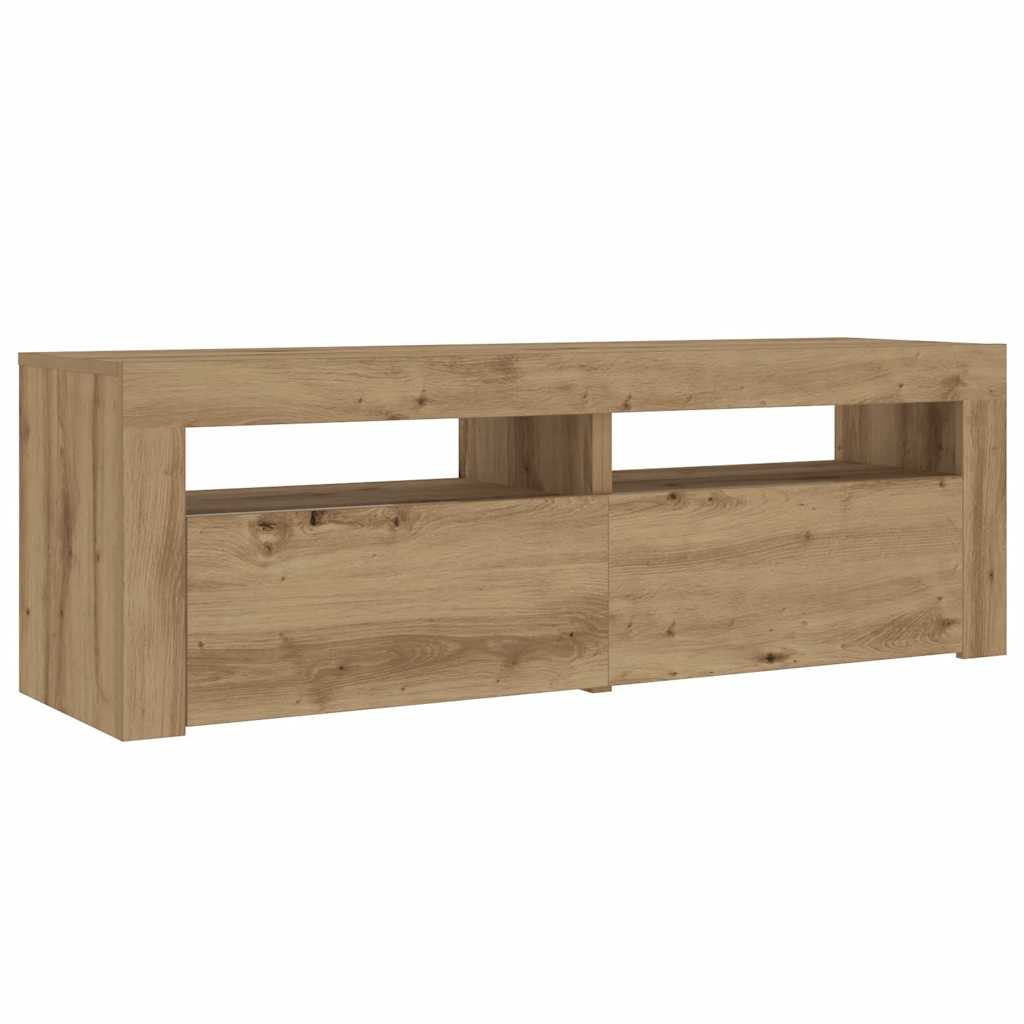 Comodini 2 pz con Luci LED Rovere Artigianale 60x35x40 cm