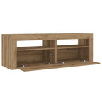 Comodini 2 pz con Luci LED Rovere Artigianale 60x35x40 cm