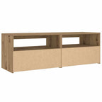 Comodini 2 pz con Luci LED Rovere Artigianale 60x35x40 cm