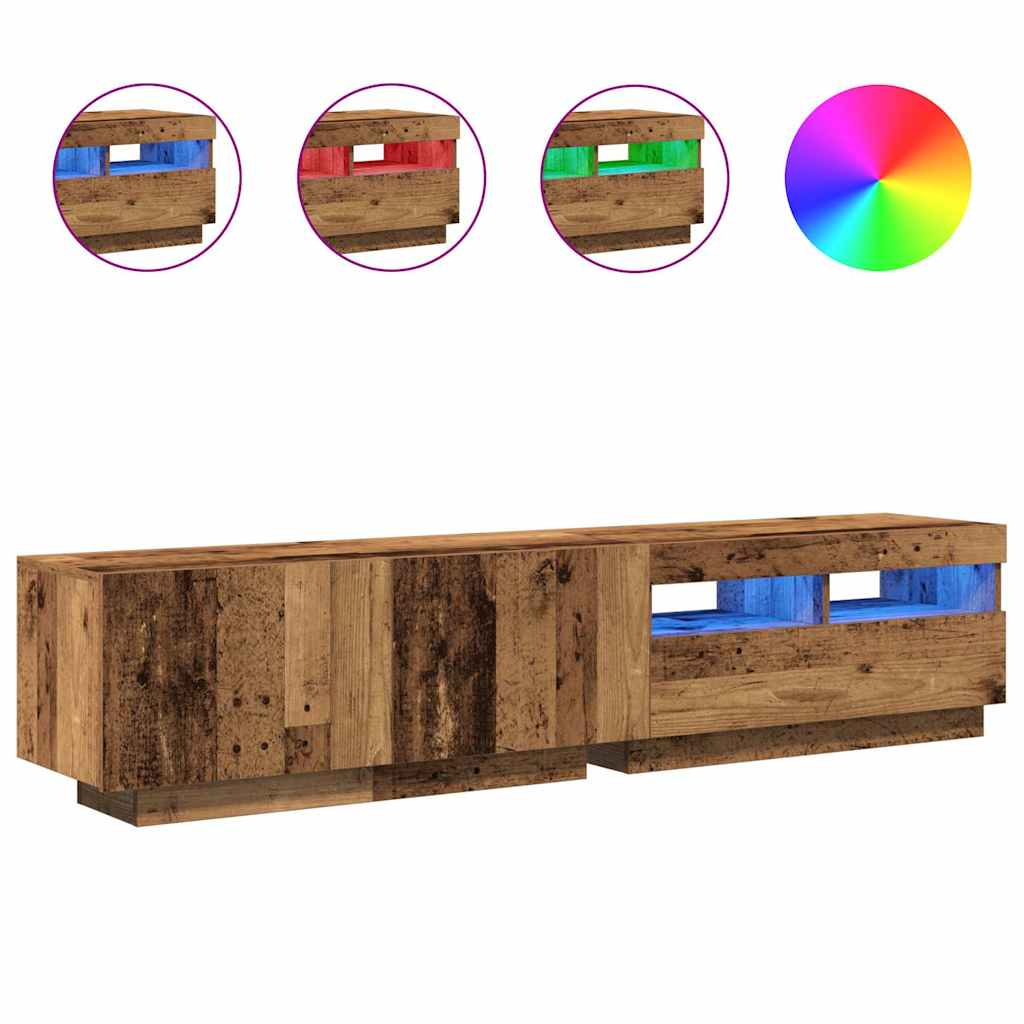 Mobile Porta TV con LED Legno Antico 180x35x40 cm Truciolato