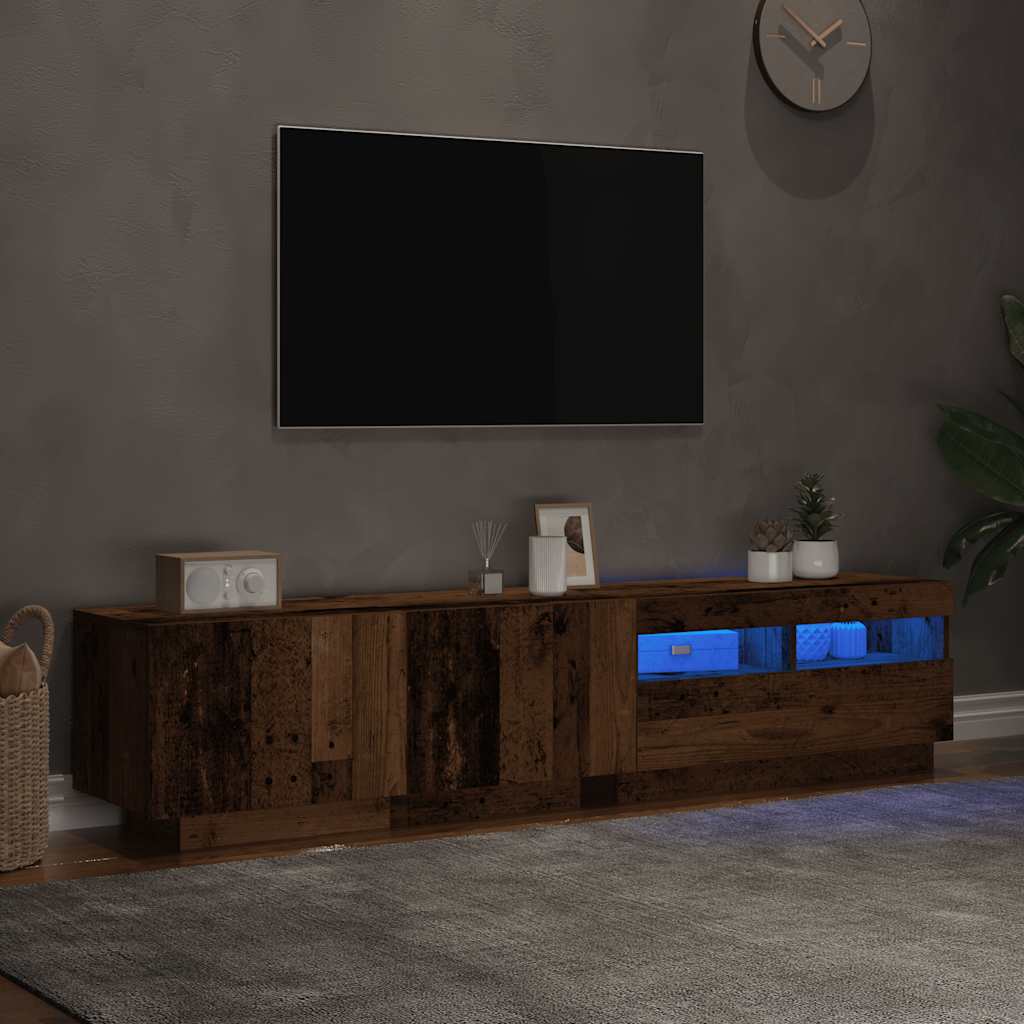 Mobile Porta TV con LED Legno Antico 180x35x40 cm Truciolato