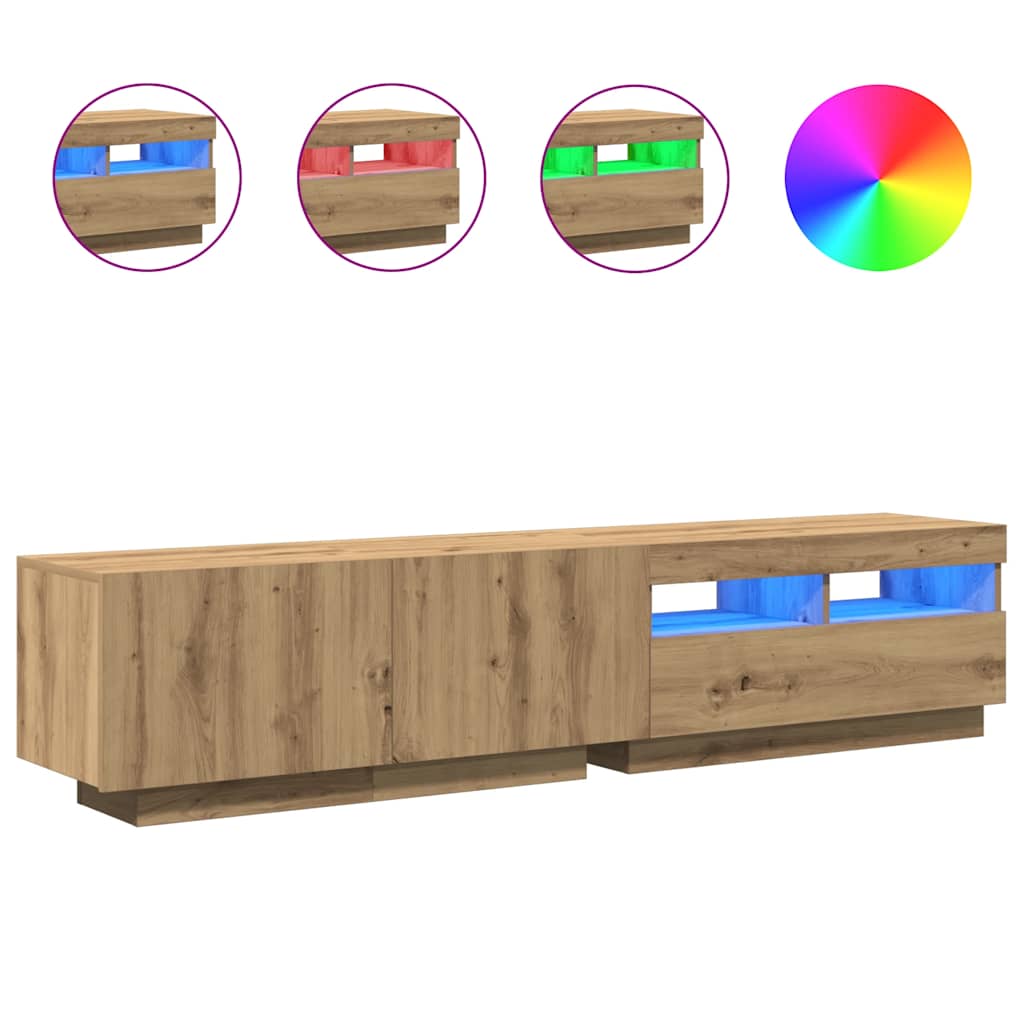 Mobile Porta TV con LED Artigianale 180x35x40 cm Multistrato