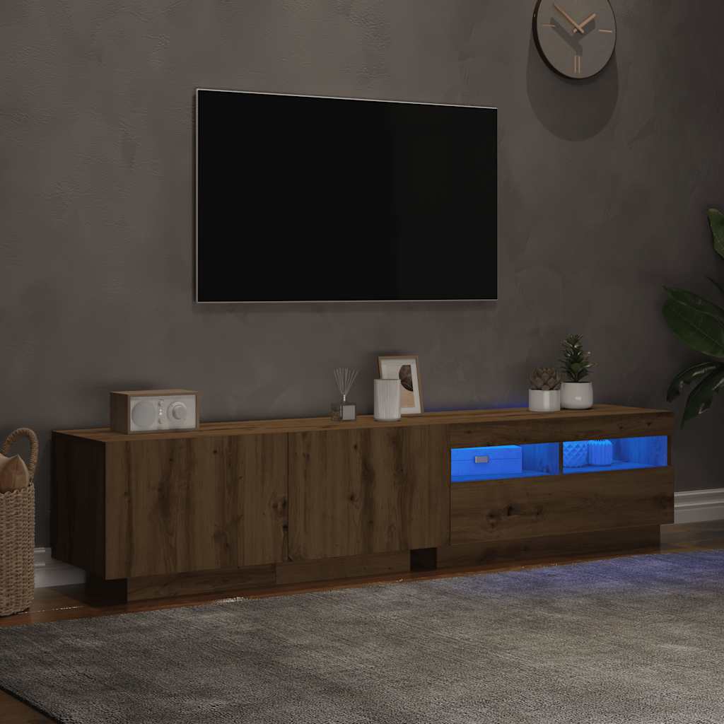 Mobile Porta TV con LED Artigianale 180x35x40 cm Multistrato