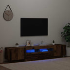 Mobile Porta TV con LED Legno Antico 200x35x40 cm Truciolato