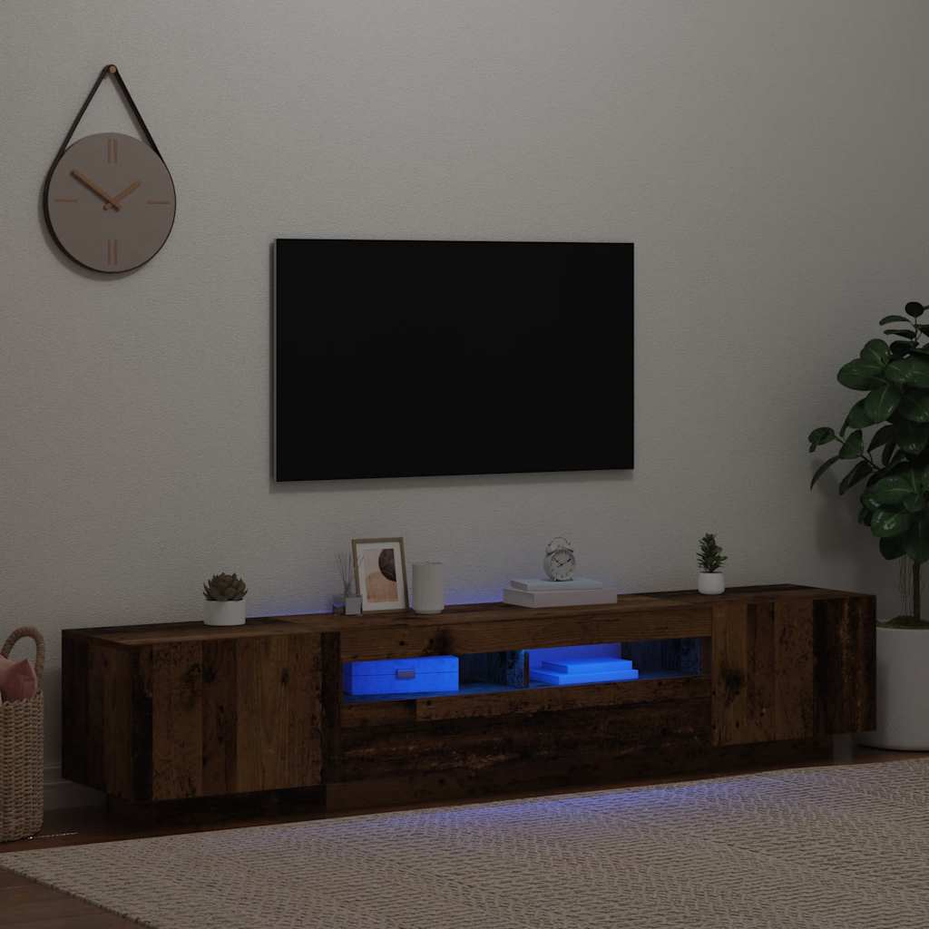Mobile Porta TV con LED Legno Antico 200x35x40 cm Truciolato
