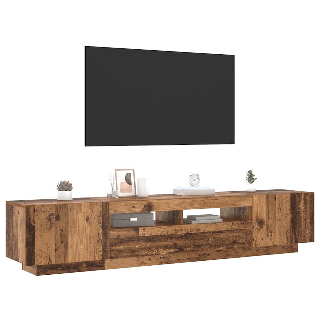 Mobile Porta TV con LED Legno Antico 200x35x40 cm Truciolato
