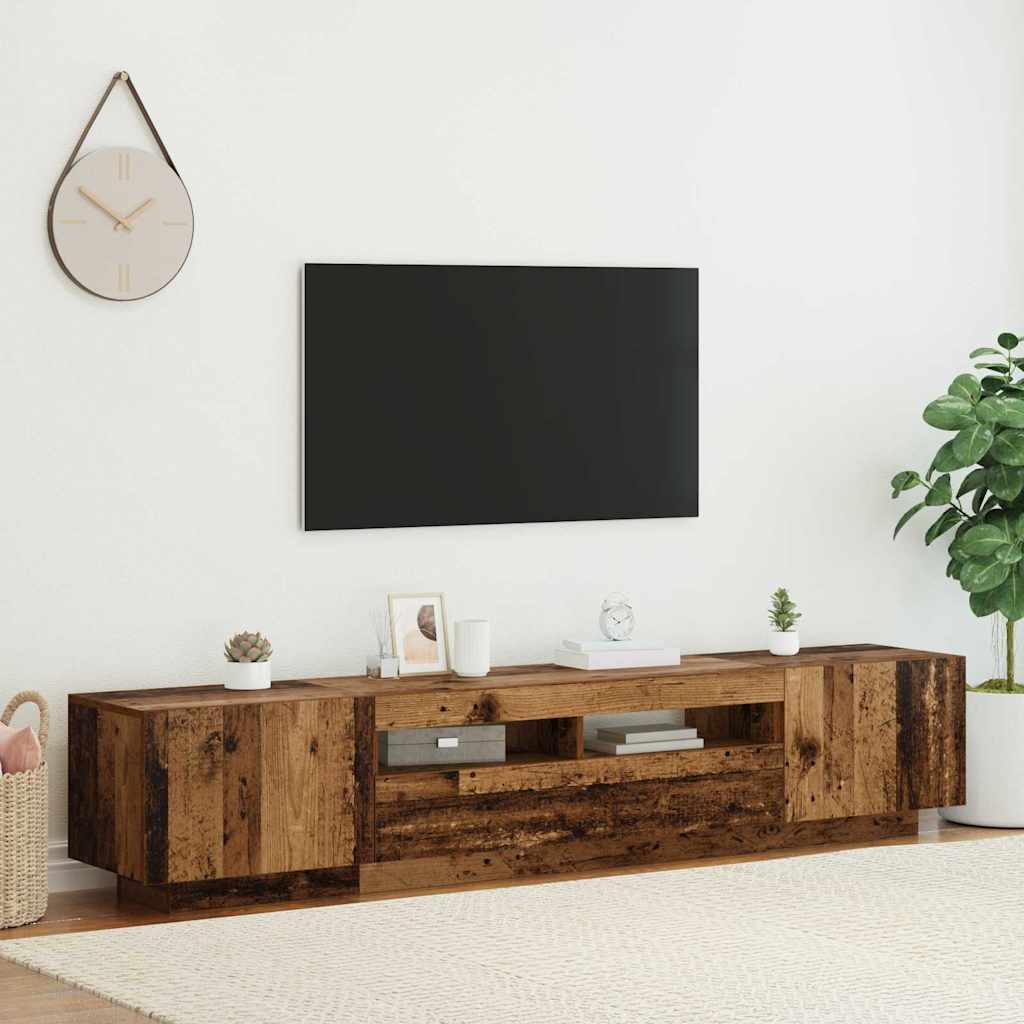 Mobile Porta TV con LED Legno Antico 200x35x40 cm Truciolato