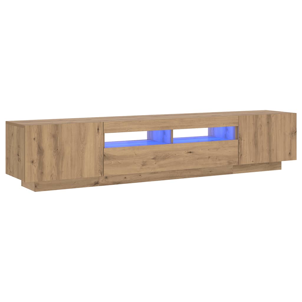 Mobile Porta TV con LED Artigianale 200x35x40 cm Multistrato