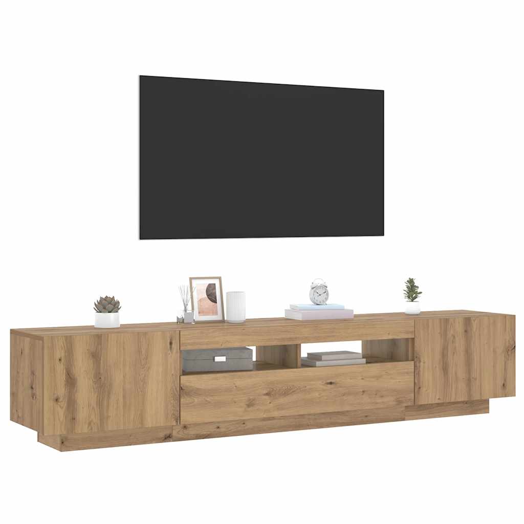 Mobile Porta TV con LED Artigianale 200x35x40 cm Multistrato