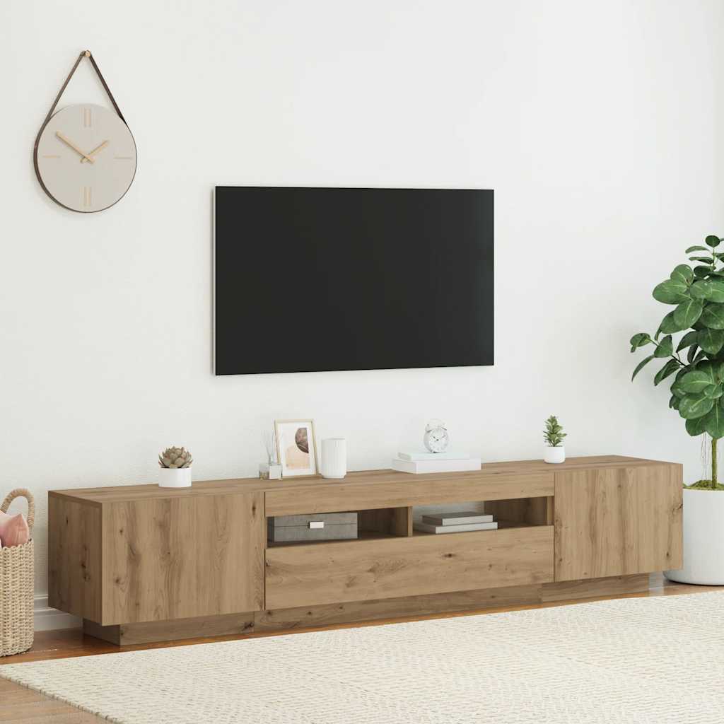 Mobile Porta TV con LED Artigianale 200x35x40 cm Multistrato