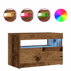 Comodino con LED Legno Antico 60x35x40 cm in Legno Multistrato