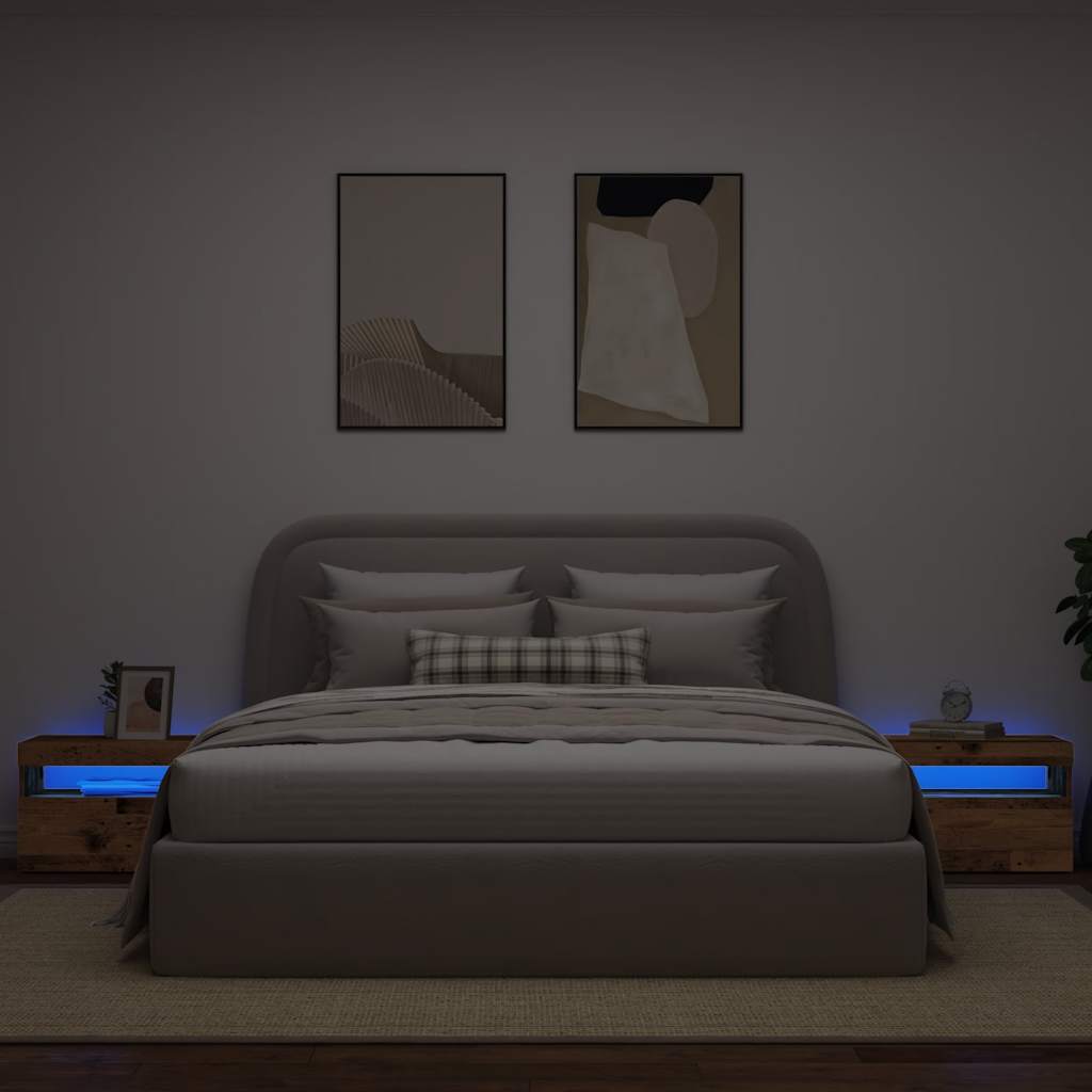 Comodino con LED Legno Antico 60x35x40 cm in Legno Multistrato