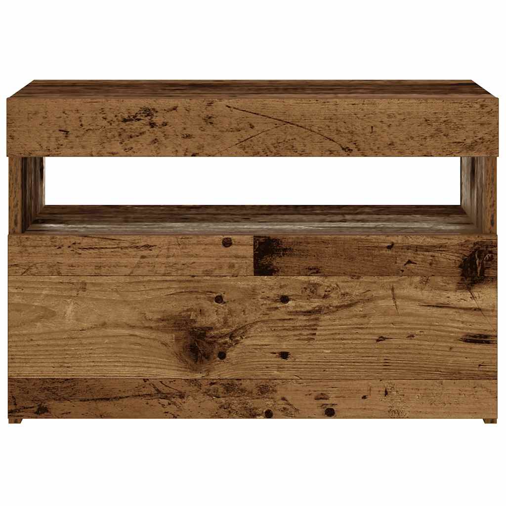 Comodino con LED Legno Antico 60x35x40 cm in Legno Multistrato