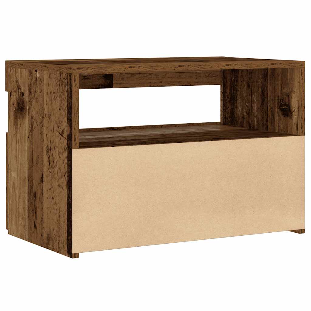 Comodino con LED Legno Antico 60x35x40 cm in Legno Multistrato
