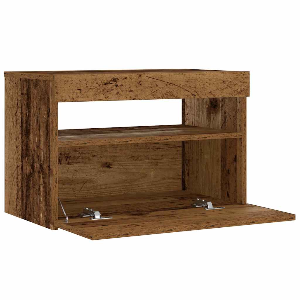 Comodino con LED Legno Antico 60x35x40 cm in Legno Multistrato