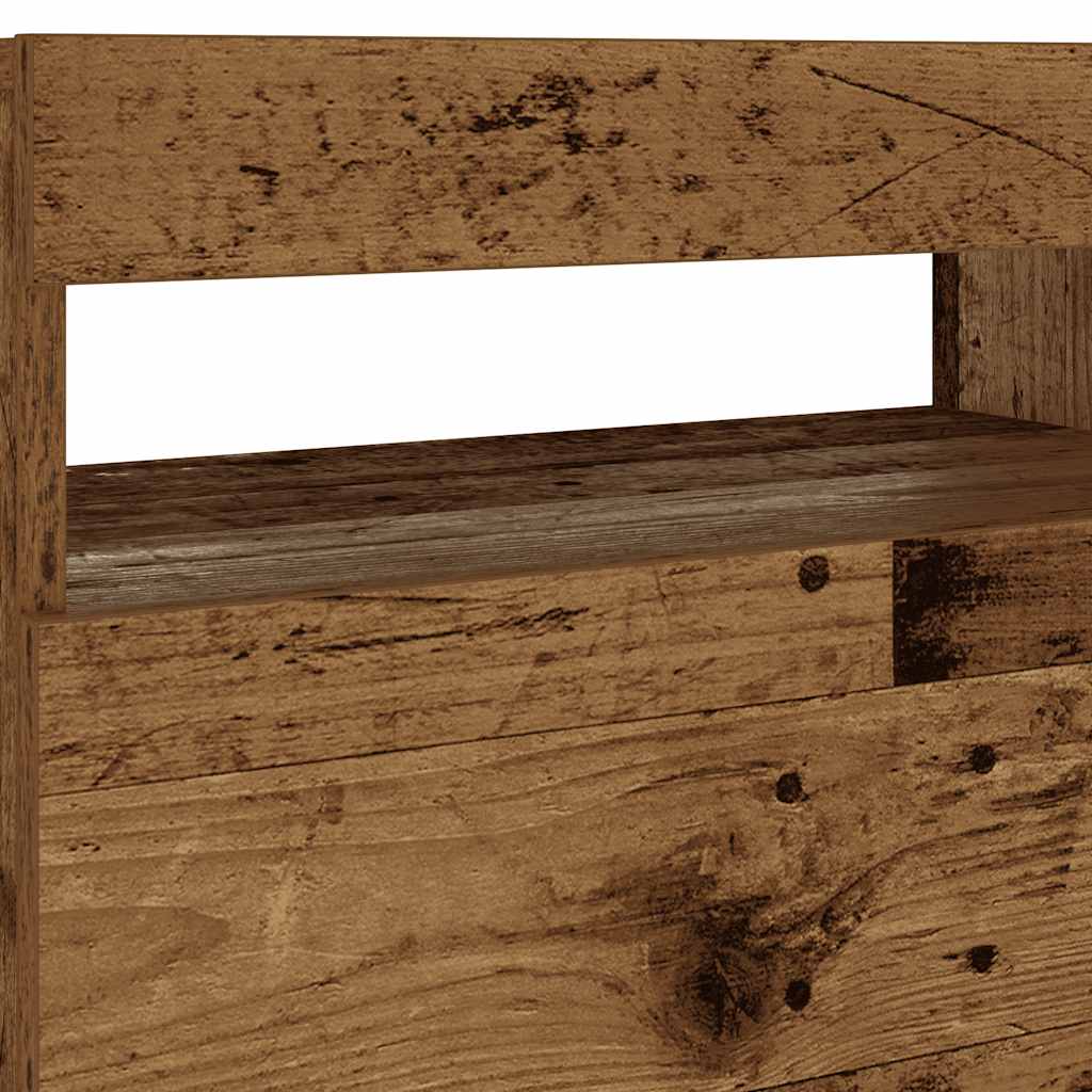 Comodino con LED Legno Antico 60x35x40 cm in Legno Multistrato