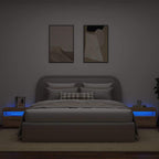 Comodino con LED Rovere Artigianale 60x35x40 cm in Truciolato