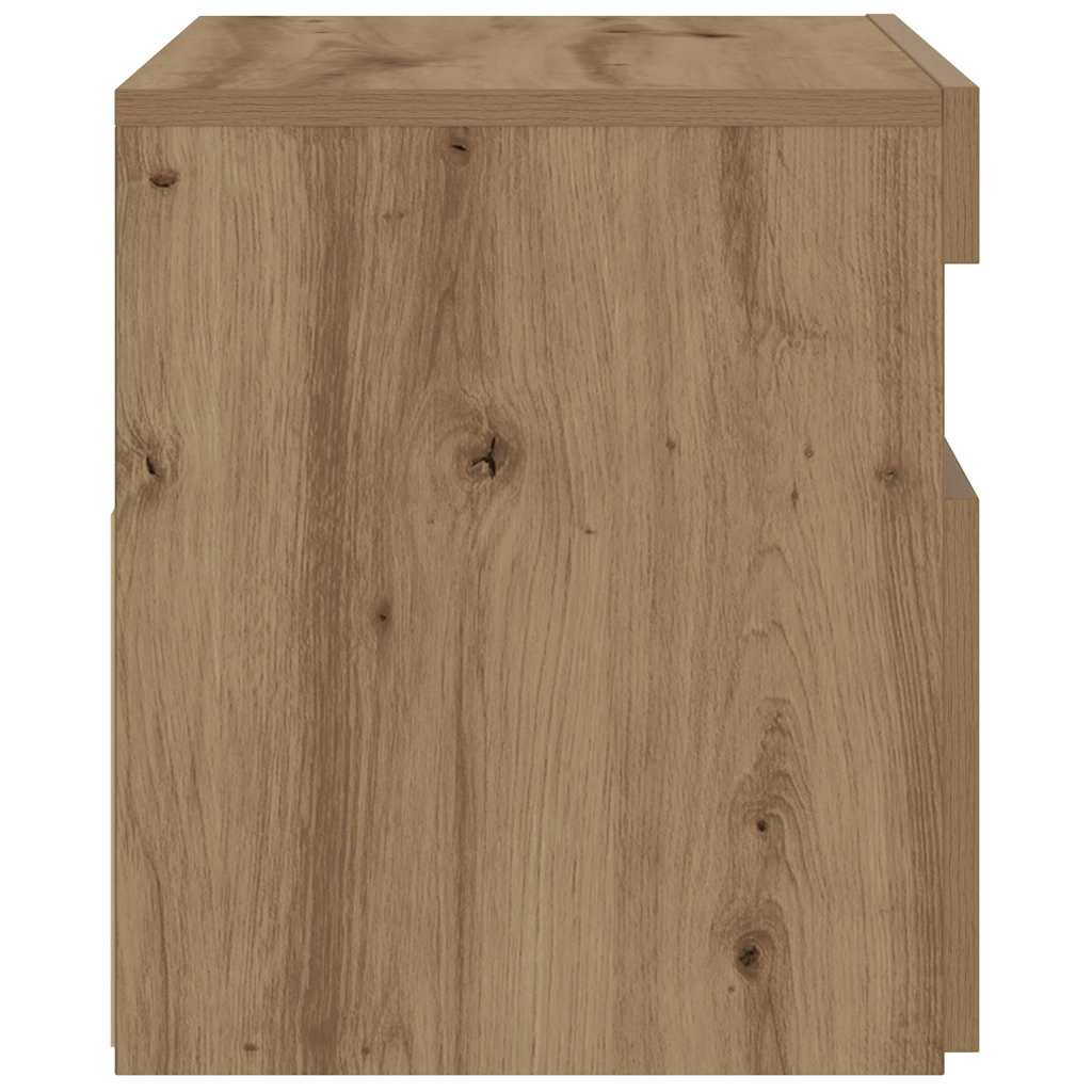 Comodino con LED Rovere Artigianale 60x35x40 cm in Truciolato