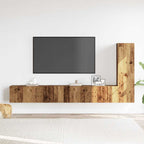 Set Mobile TV 3 pz Montato a Parete Legno Antico in Truciolato