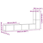 Set Mobile TV 3 pz Montato a Parete Legno Antico in Truciolato