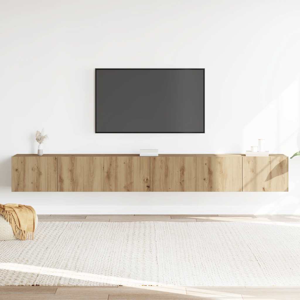 Set Mobile TV 3 pz Montato a Parete Rovere in Truciolato