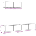 Set Mobile TV 3 pz Montato a Parete Legno Antico in Truciolato