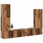 Set Mobile TV 4 pz Montato a Parete Legno Antico in Truciolato