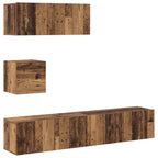 Set Mobile TV 4 pz Montato a Parete Legno Antico in Truciolato