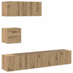 Set Mobile TV 4 pz Montato a Parete Rovere in Legno Multistrato