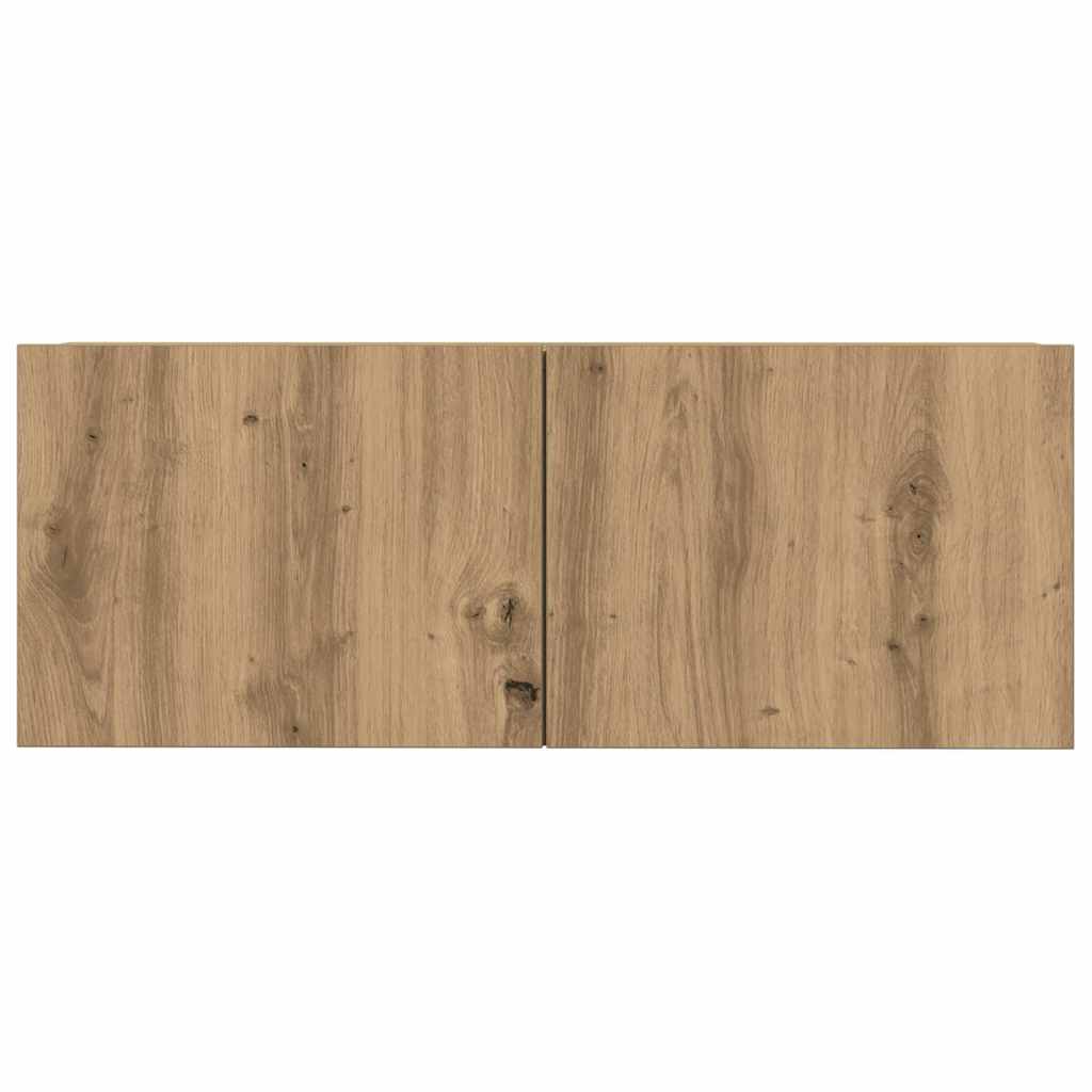 Set Mobile TV 4 pz Montato a Parete Rovere in Legno Multistrato