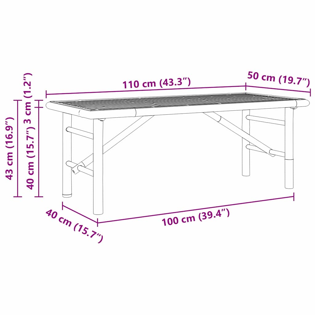 Tavolino da salotto Marrone 110 x 50 x 43 cm Bambù