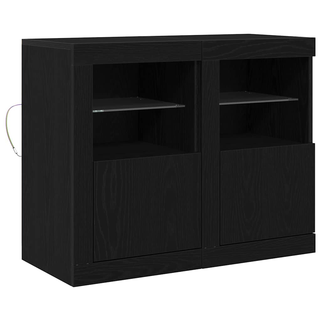 Madia LED 2 pcs Rovere Nero 41 x 37 x 67 cm Legno multistrato