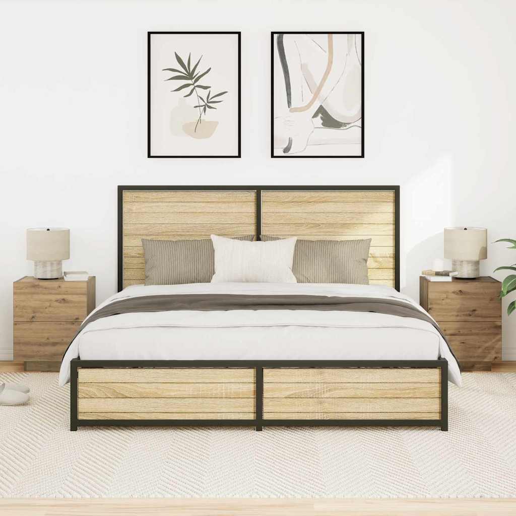 Armadio da Notte 2 pcs Rovere artigianale 45 x 40 x 55 cm