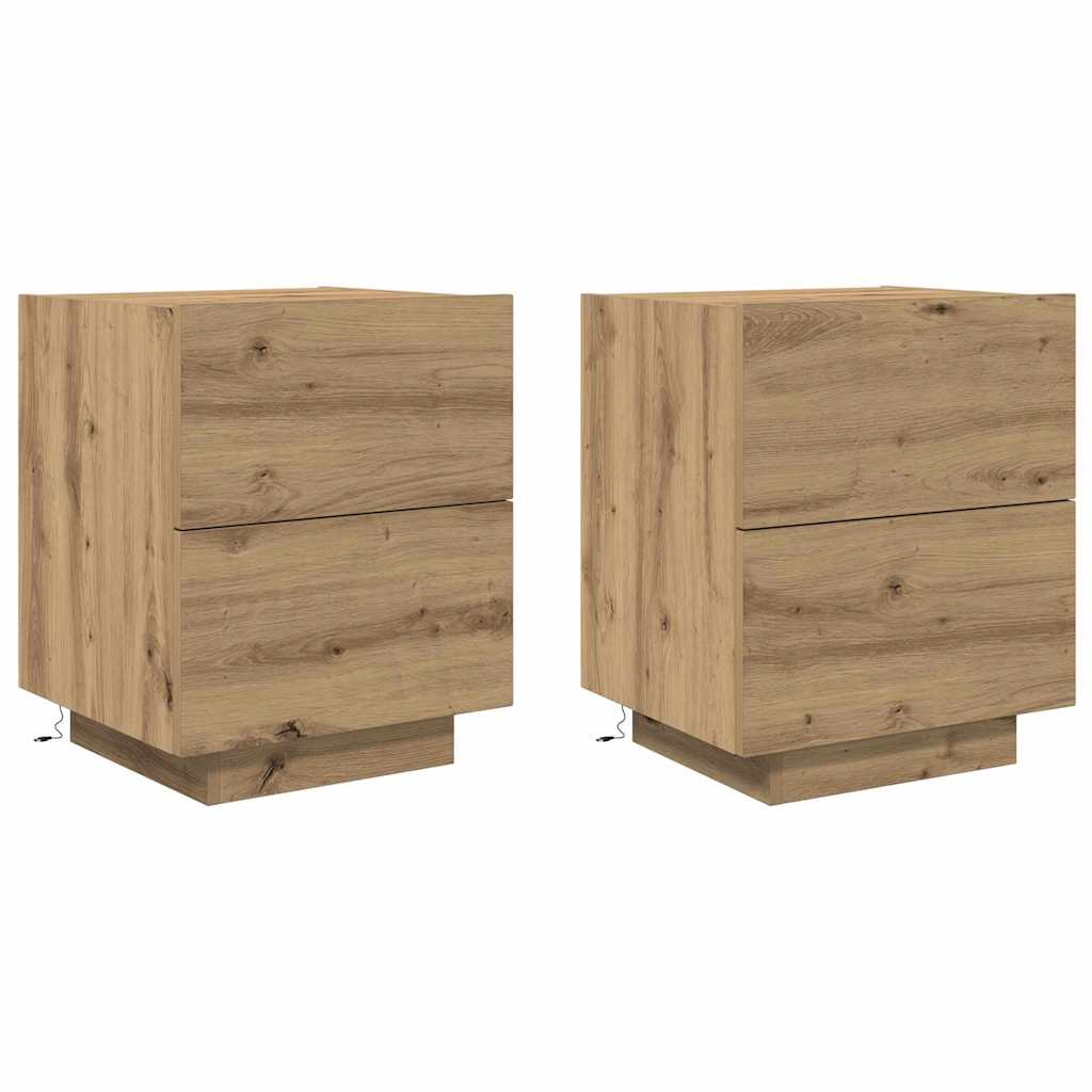 Armadio da Notte 2 pcs Rovere artigianale 45 x 40 x 55 cm