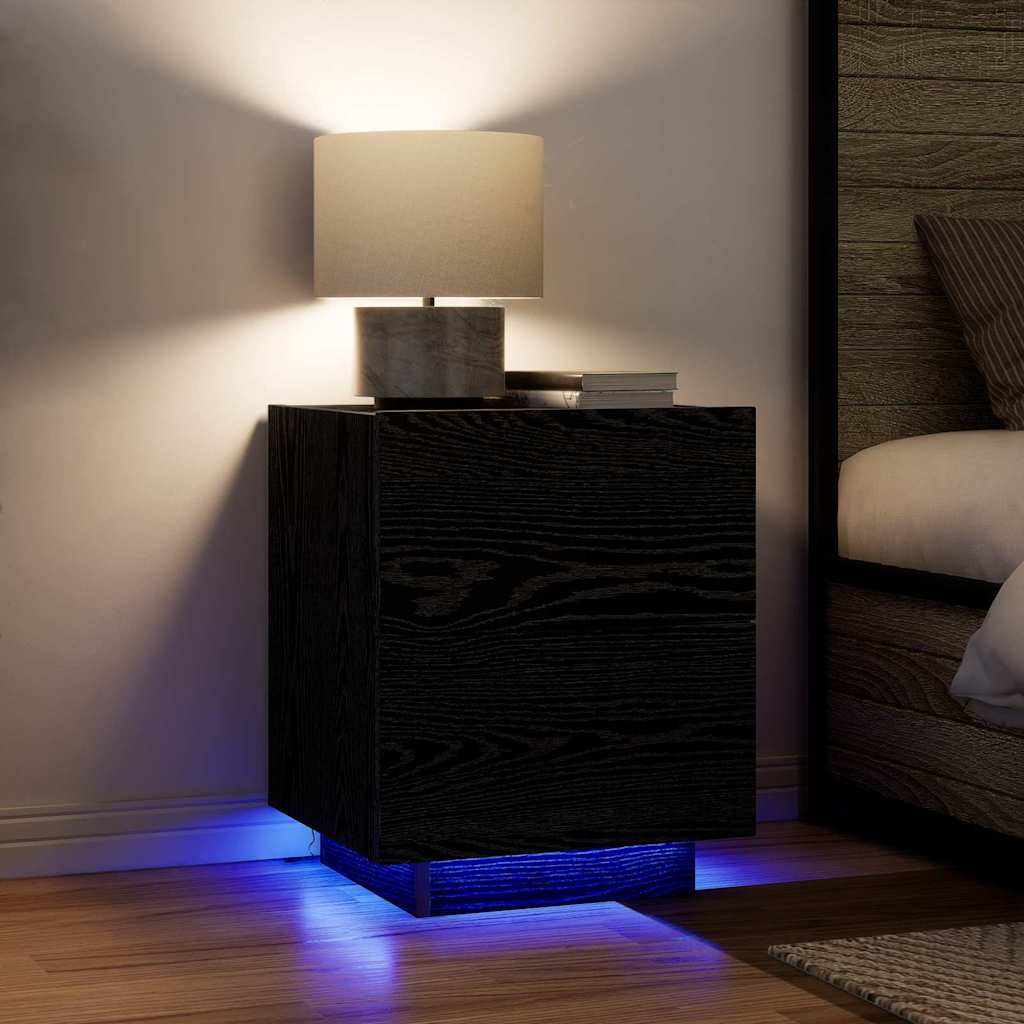 Armadio da Notte Rovere Nero 45 x 40 x 55 cm Legno multistrato