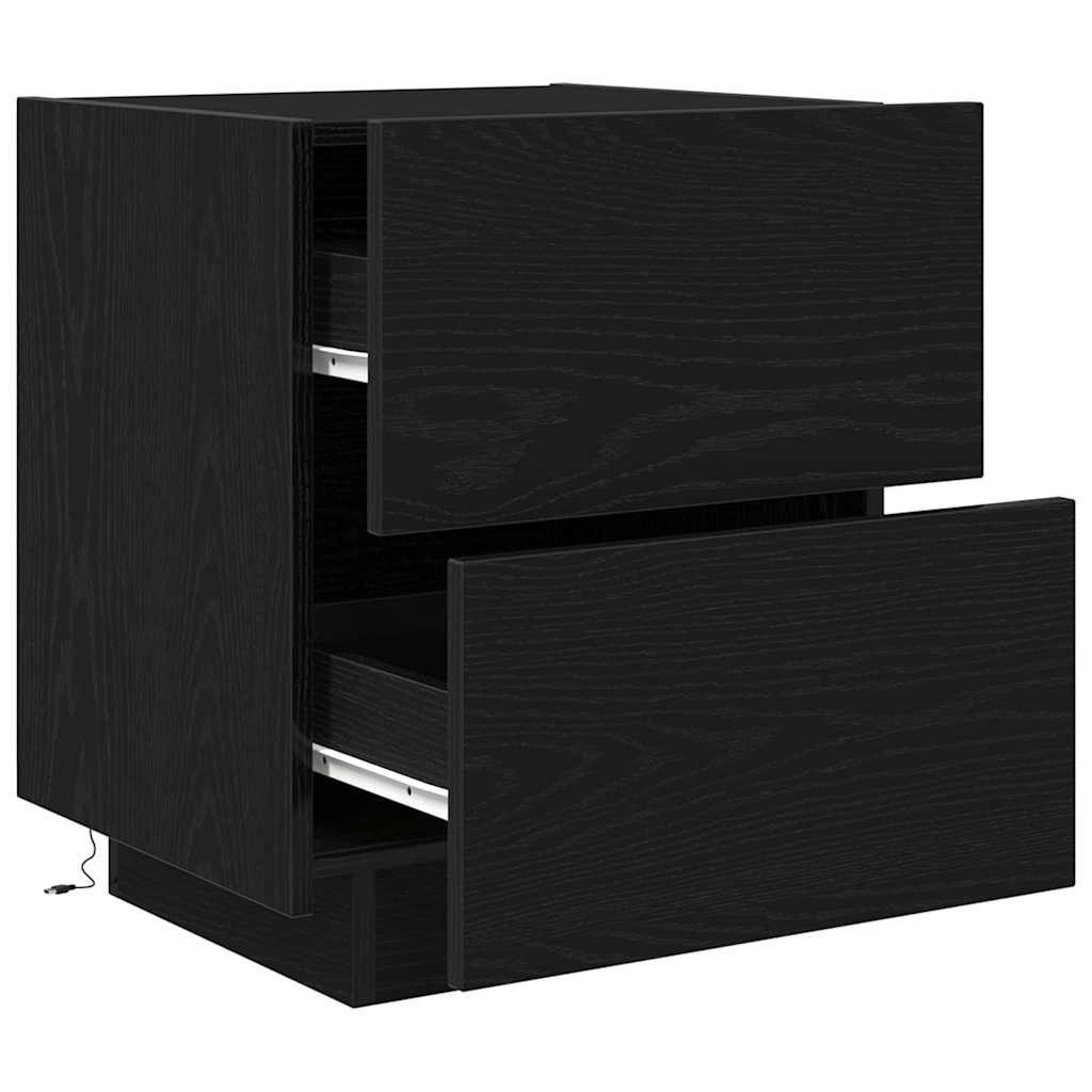 Armadio da Notte Rovere Nero 45 x 40 x 55 cm Legno multistrato